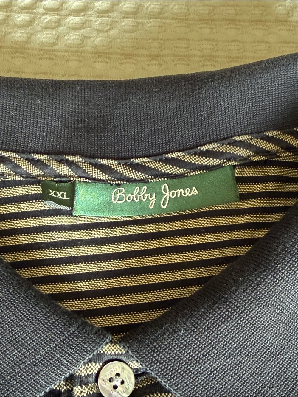 Vintage Bobby Jones Ryder Cup Black & Gray Striped Polo 2008 Ryder Cup Crest - Picture 4 of 6